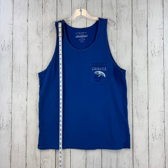 Chubbies Blue Admirals Club Sky’s Out Tights Out Sleeveless Tank Top Size Large - Picture 11 of 12